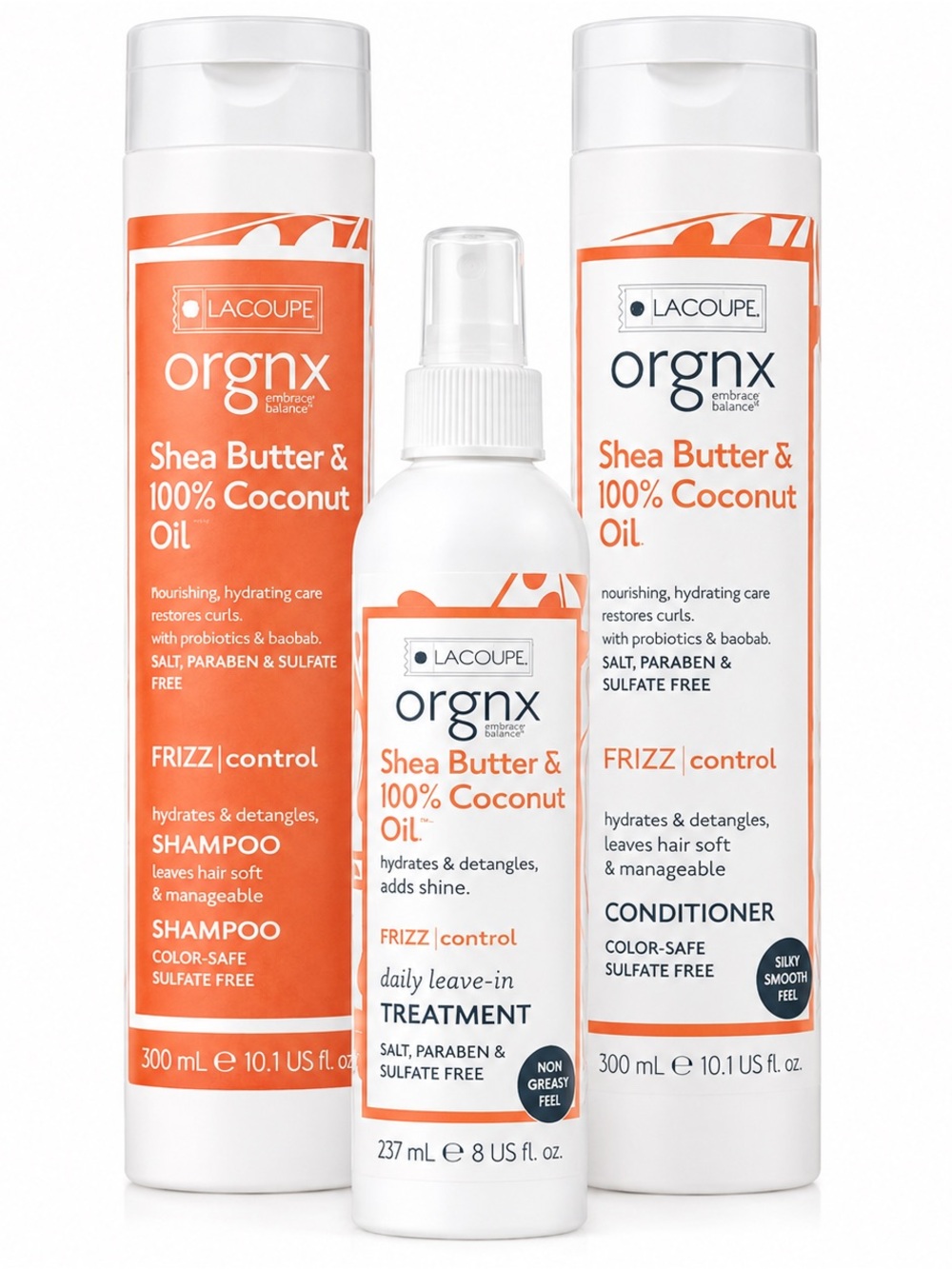 LACOUPE ORGNX SHEA BUTTER 100% COCONUT OIL 3PC SET - BRAND NEW
